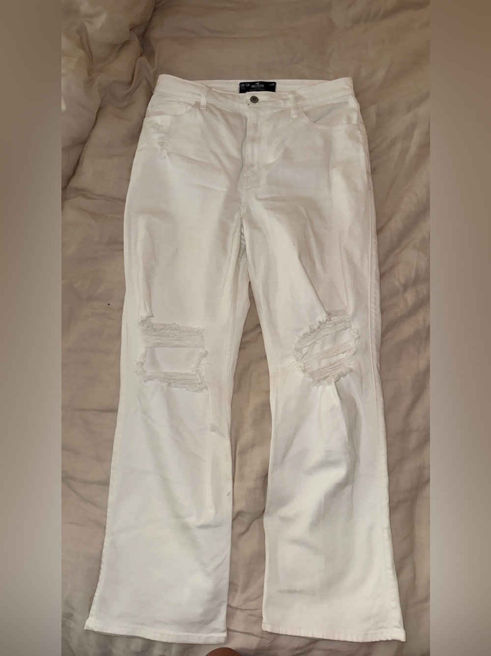 Hollister White Distressed Flare Jeans